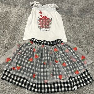 deux par deux strawberry matching set tulle skirt set love you berry much